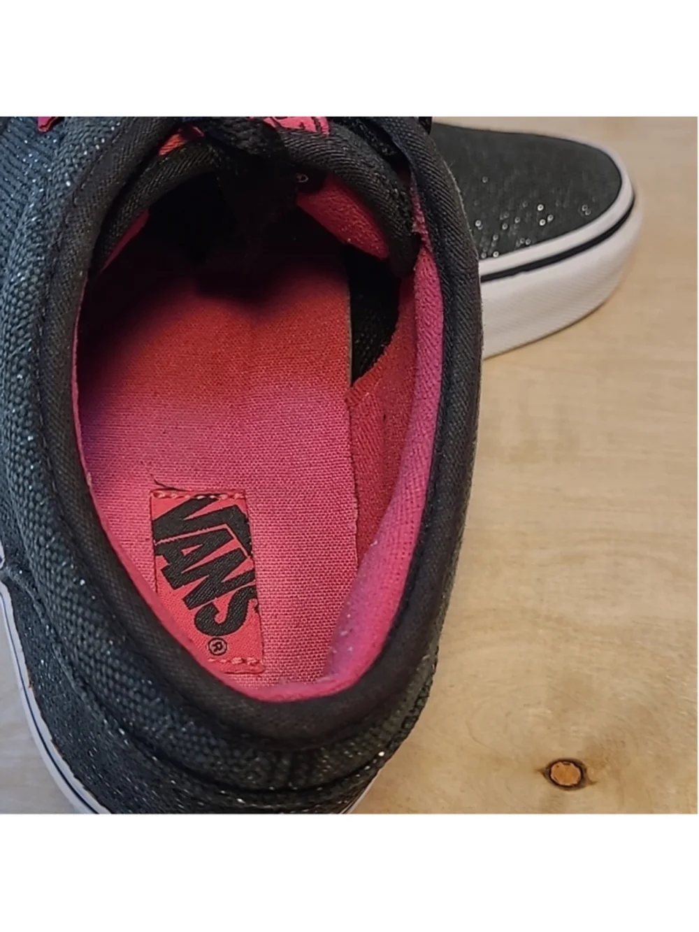 Vans Atwood Tinsel Canvas Glitter Black Skate Sneakers Size 6.5 Women's